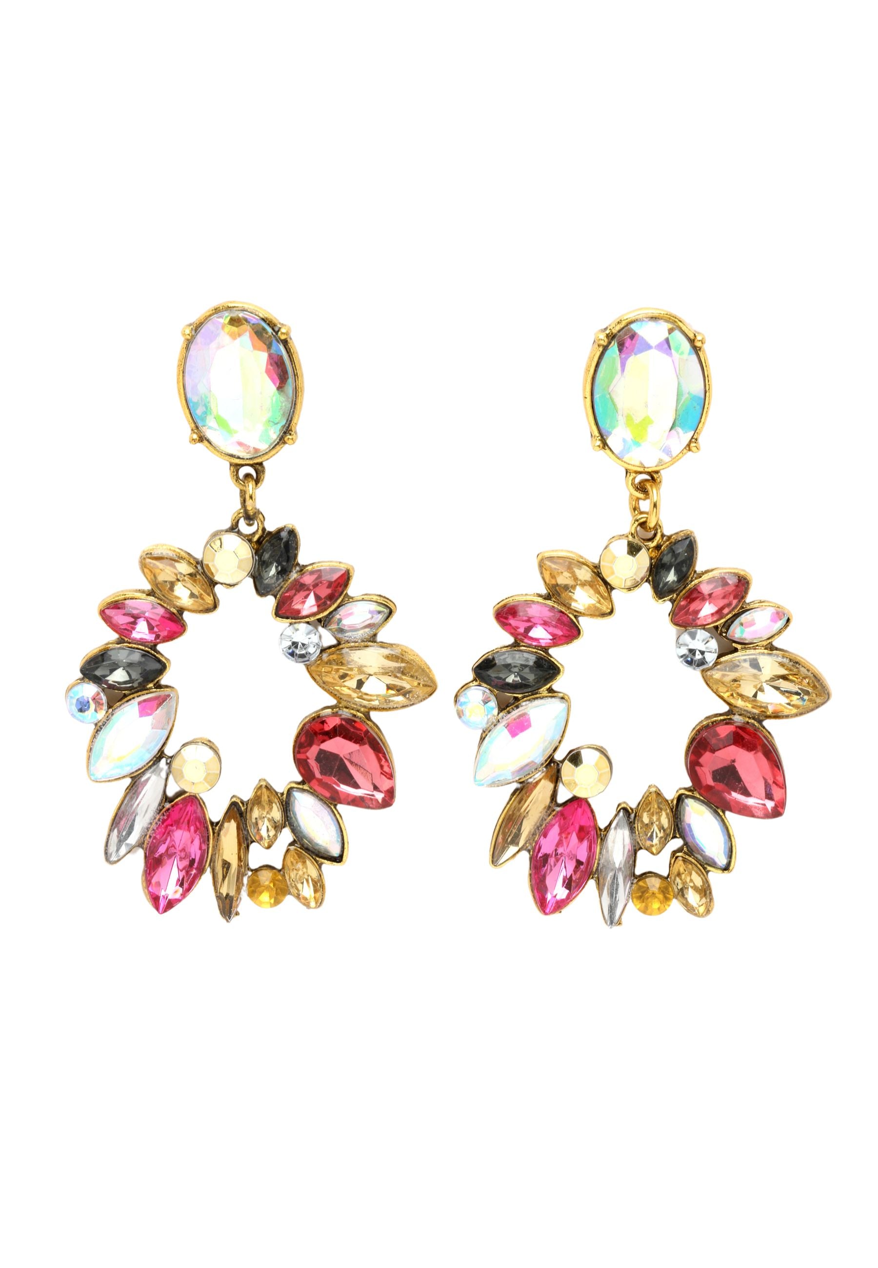Tyylikkäät Crystals Studded Drop -korvakorut