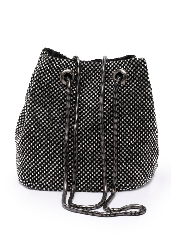 Sort skinnende skulderclutch