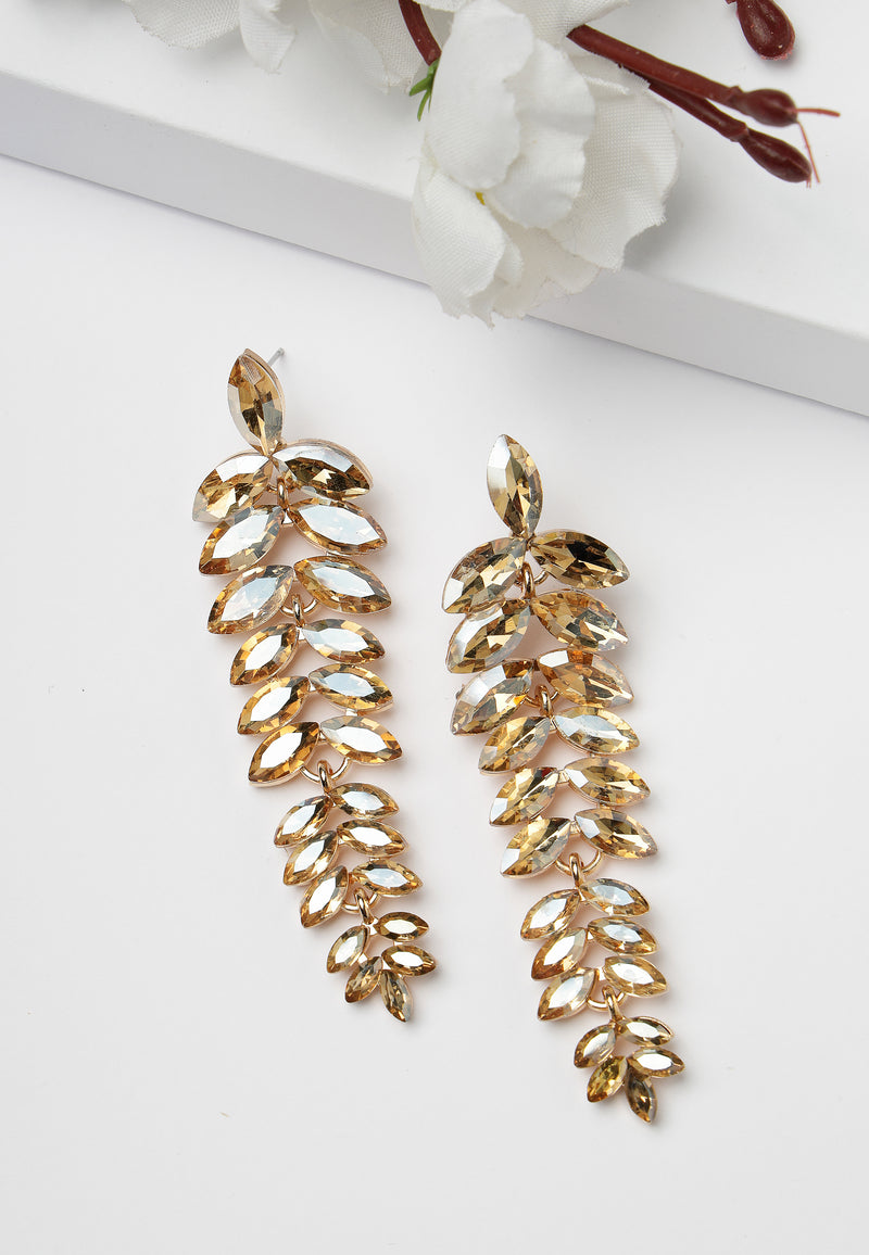 Multicolored Cascading Leaf-Shaped Drop Earrings