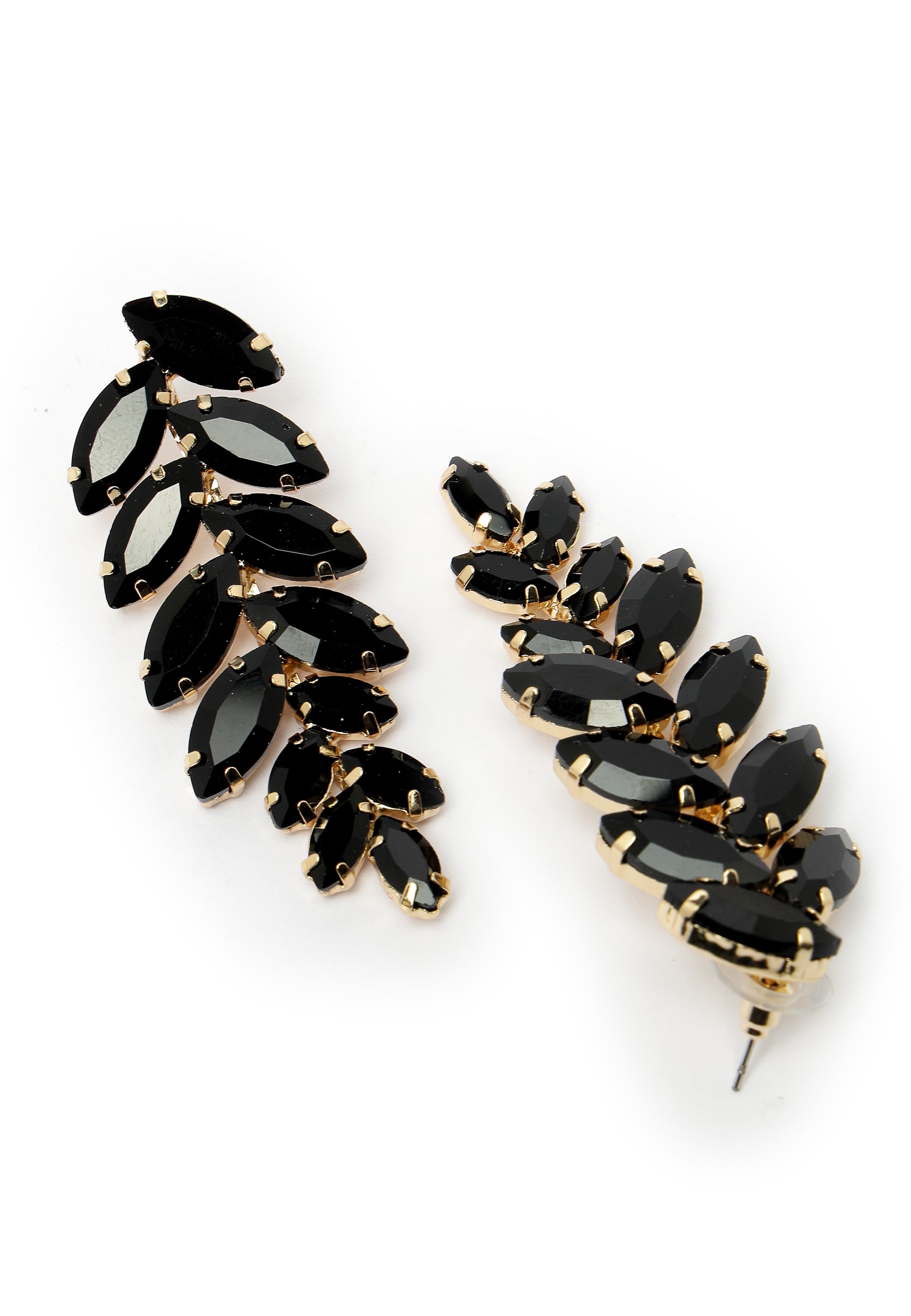 Boucles d'oreilles pendantes noires en forme de feuille