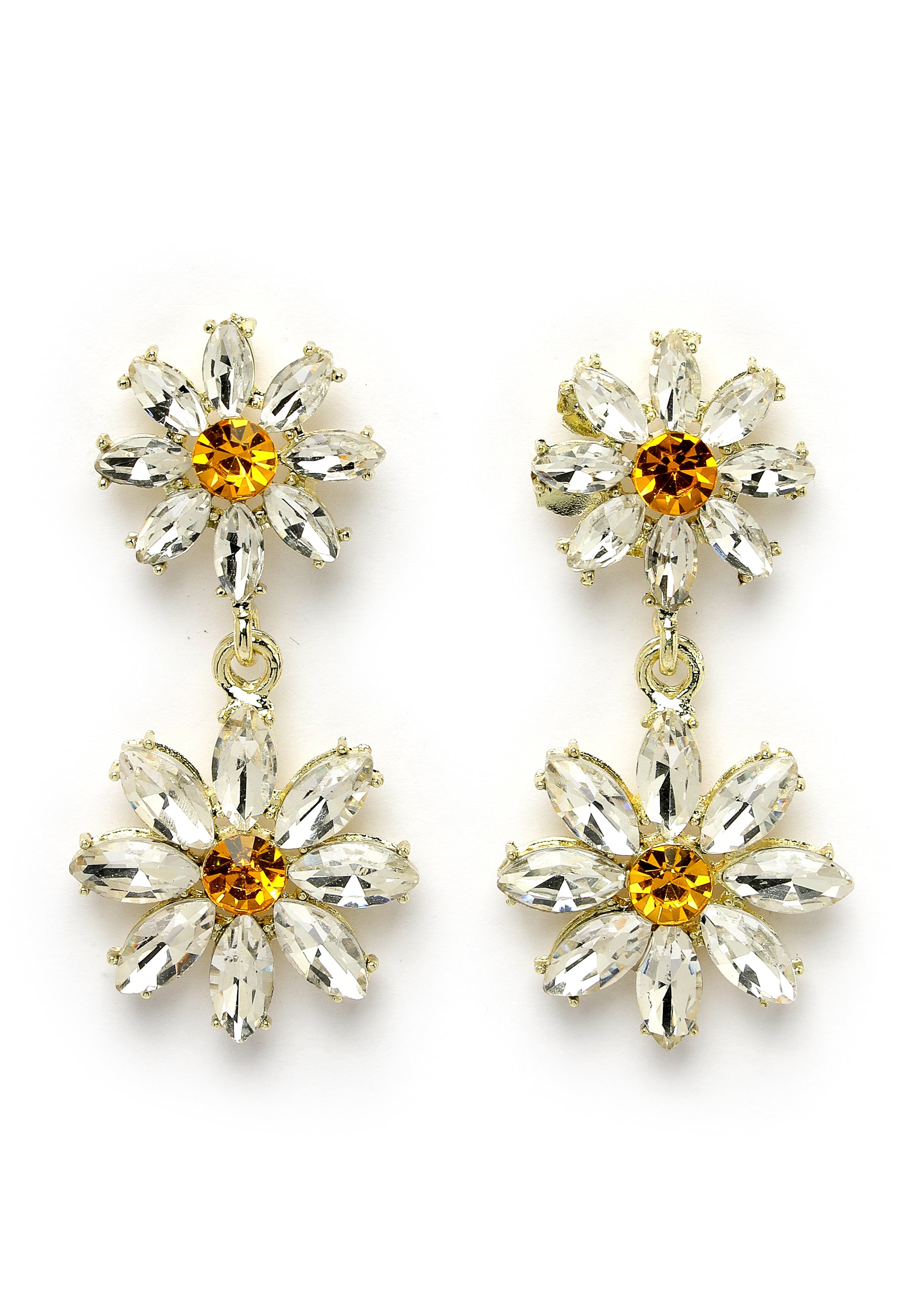 White Daisy Drop Earrings