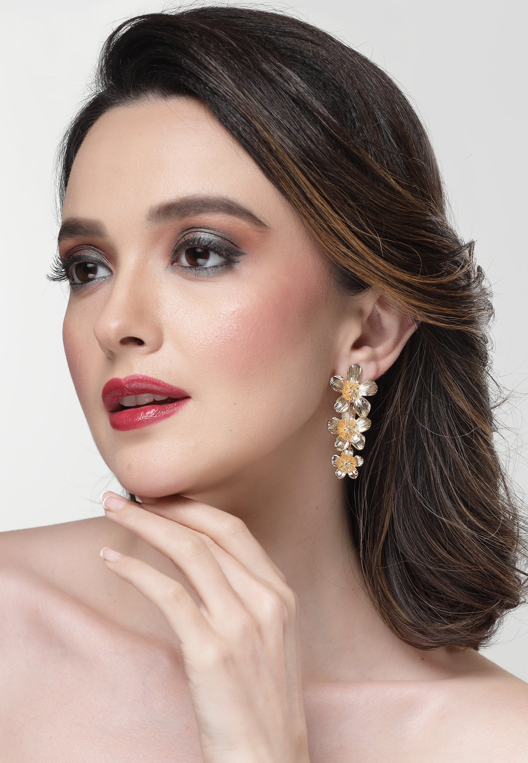 Sterling Gold-Coloured Floral Earrings