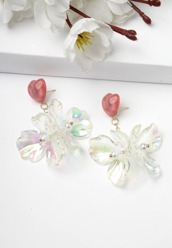 Boucles d'oreilles florales pendantes en forme de cœur