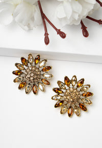 Gold-Coloured Sunflower Stud Earrings