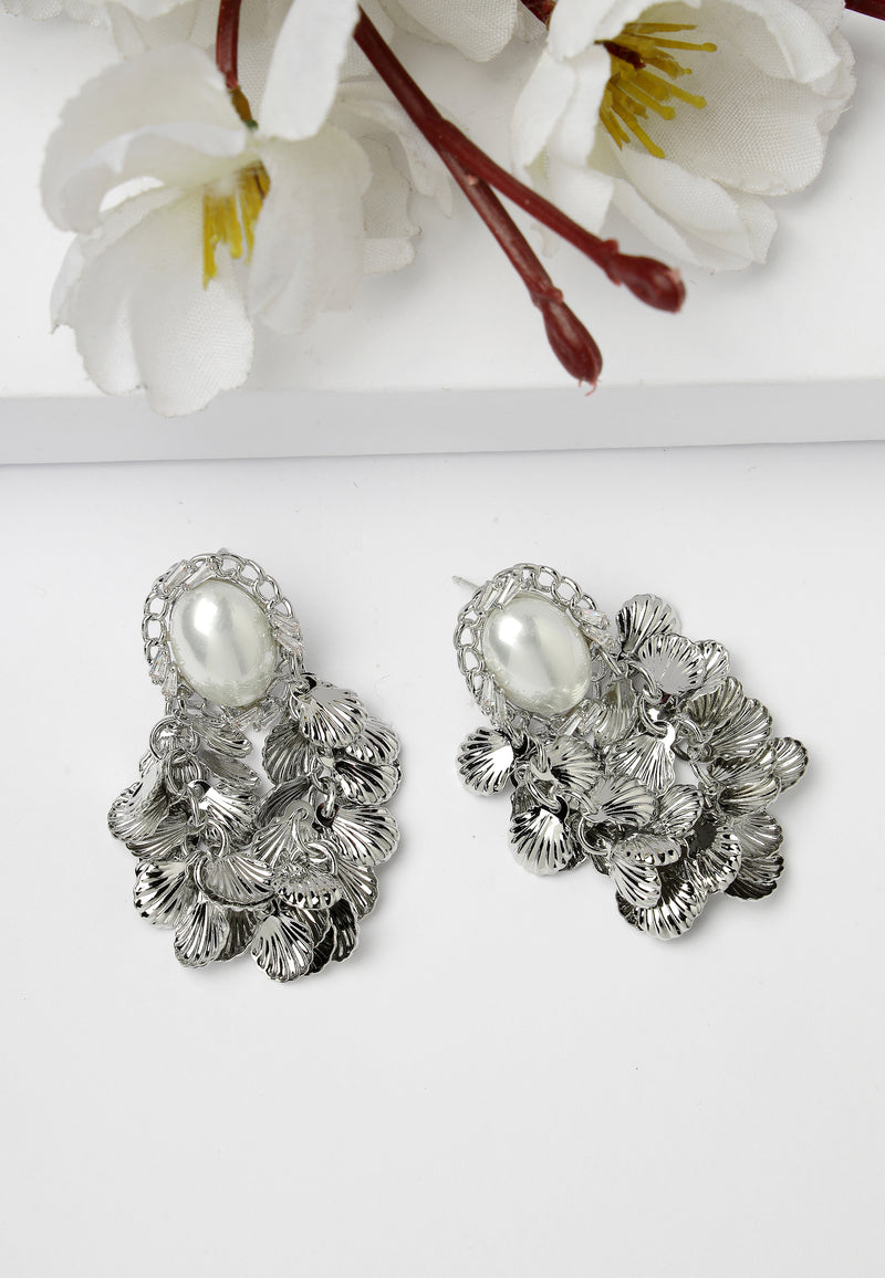 Boucles d'oreilles en perles argentées