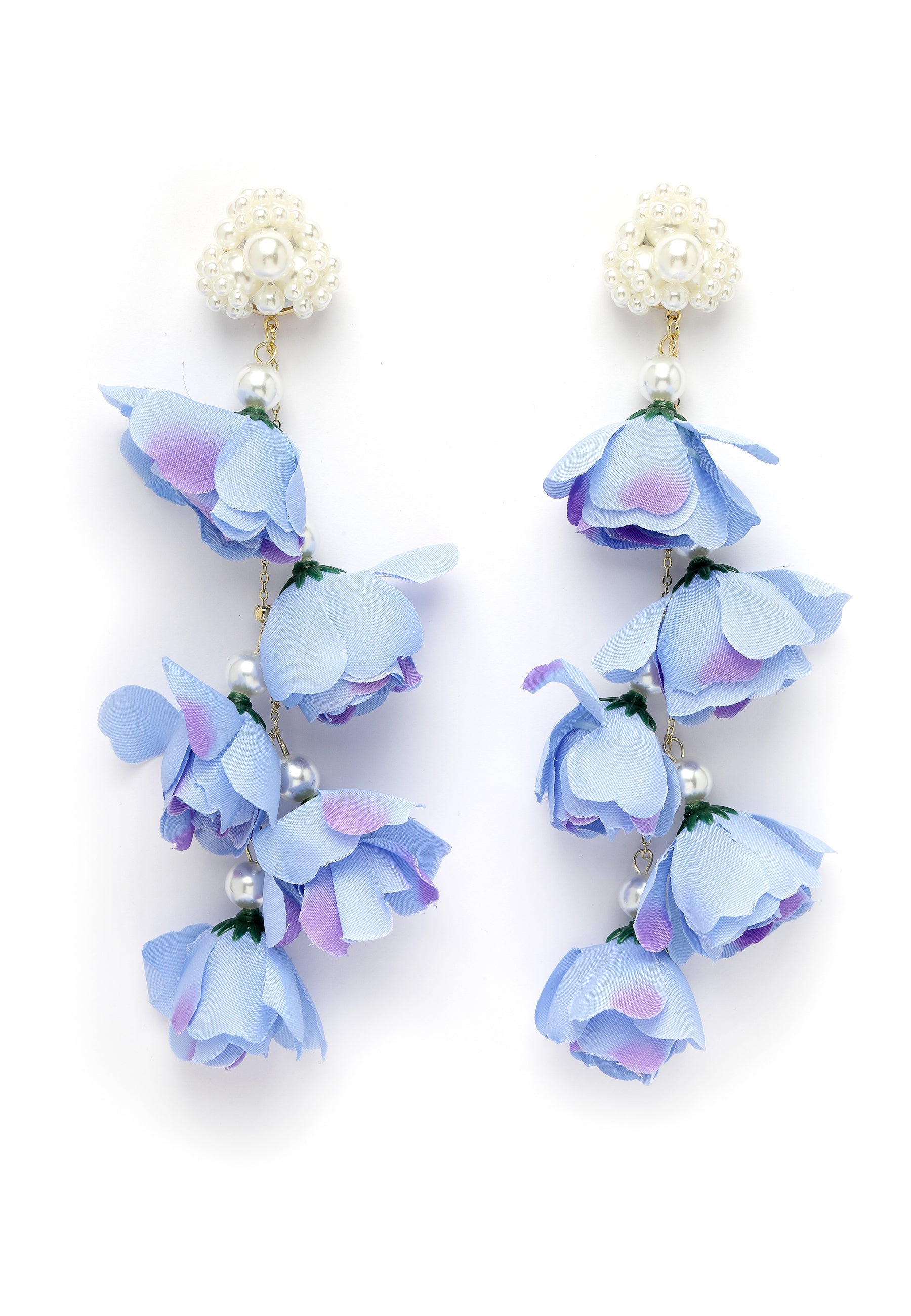 Boucles d'oreilles fluides en forme de rose bleue