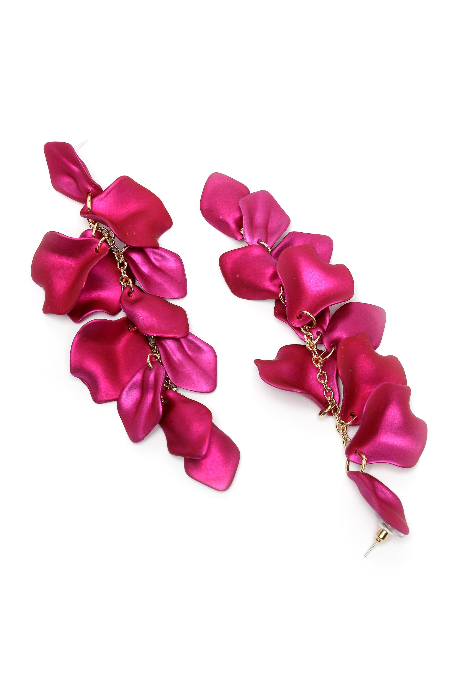 Pink Leaf-Shaped Drop Earrings