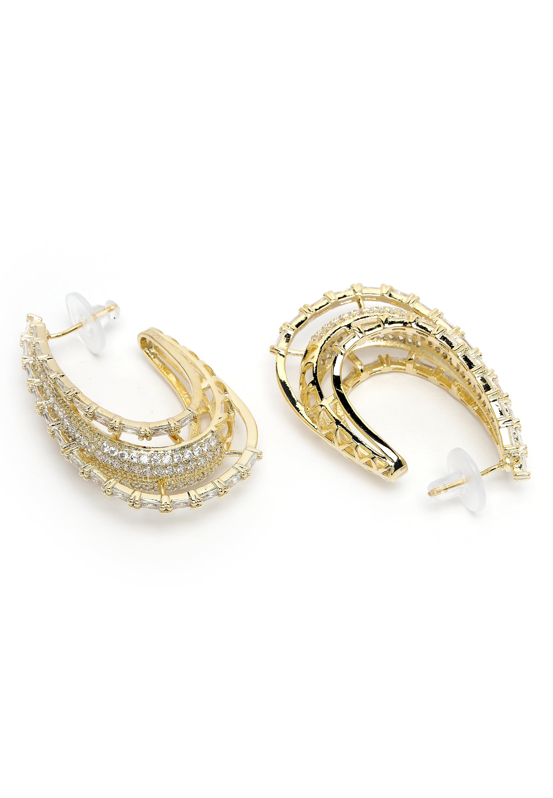 Cubic Zirconia Layered Hoops