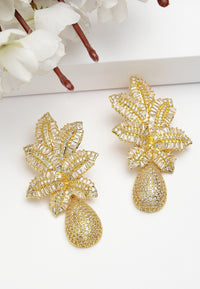 Cubic Zirconia Petal Drop Earrings