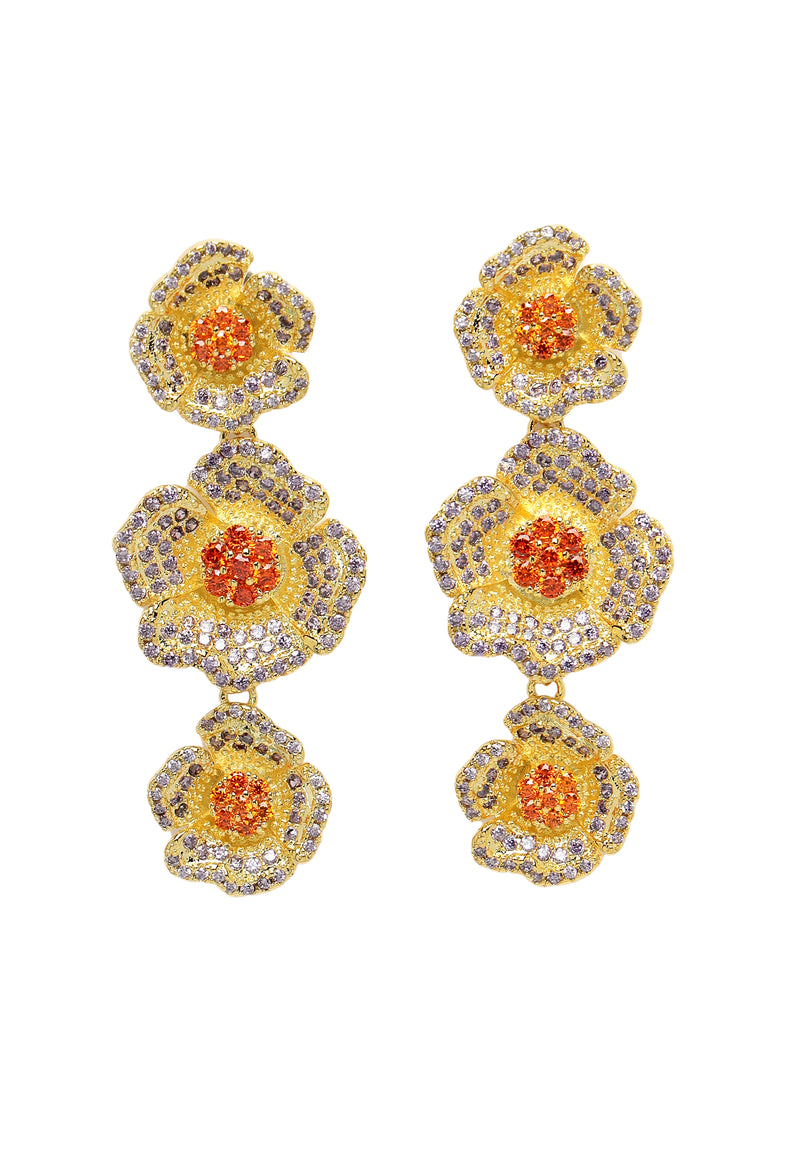 Cubic Zirconia Triple Flower Dingle örhängen