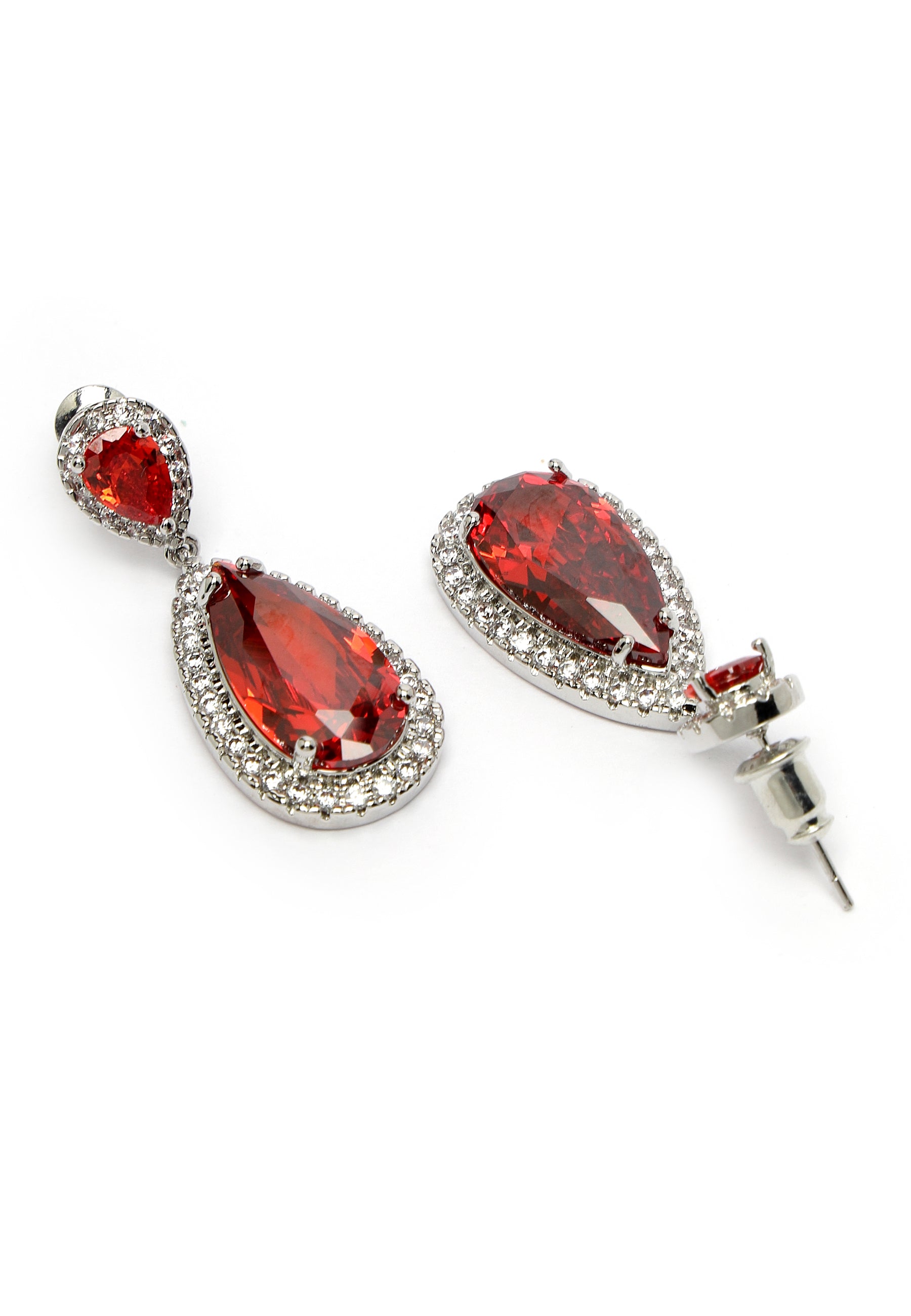 Zirconia Drop Earrings In Red