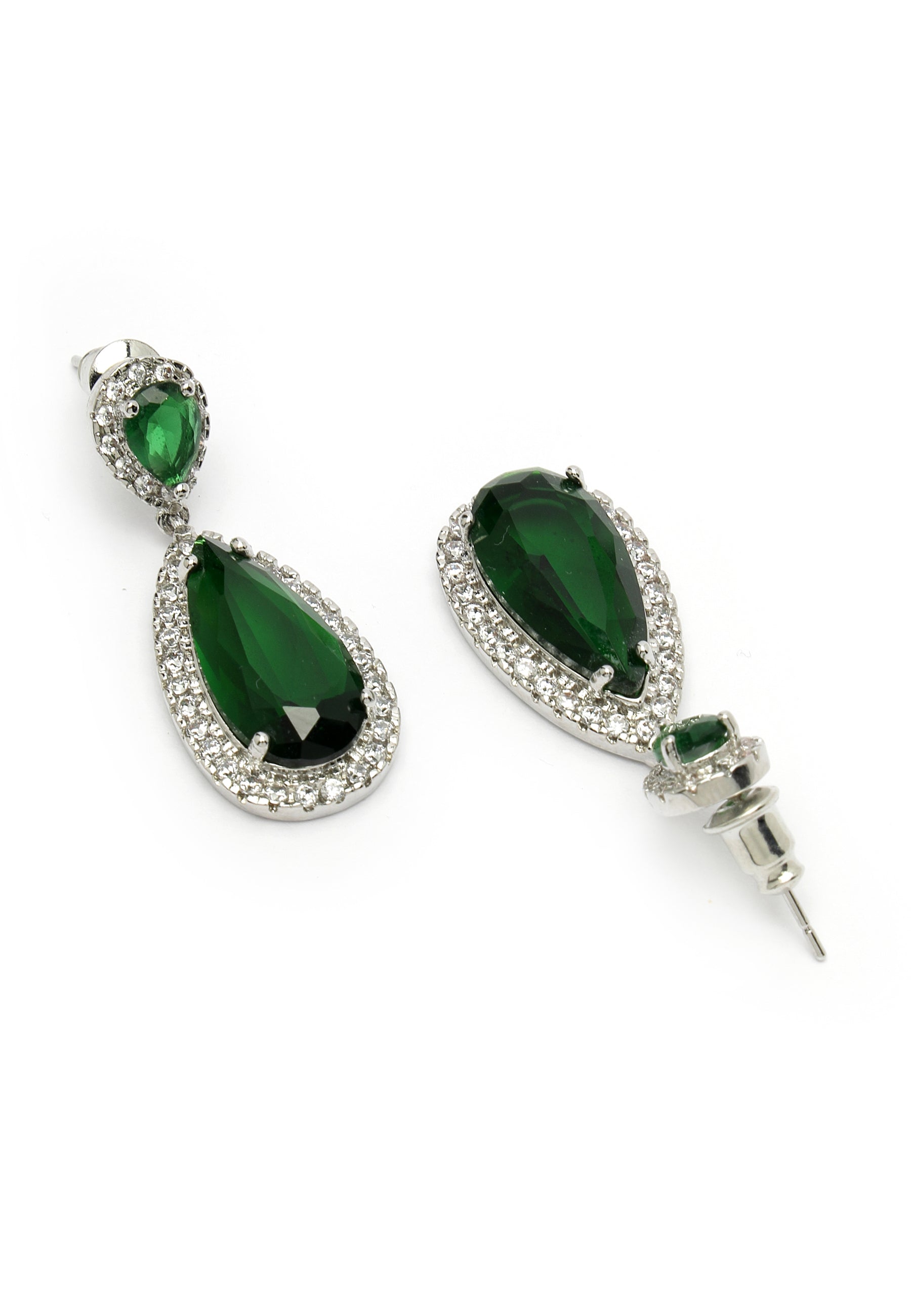 Boucles d'oreilles pendantes en zircone verte