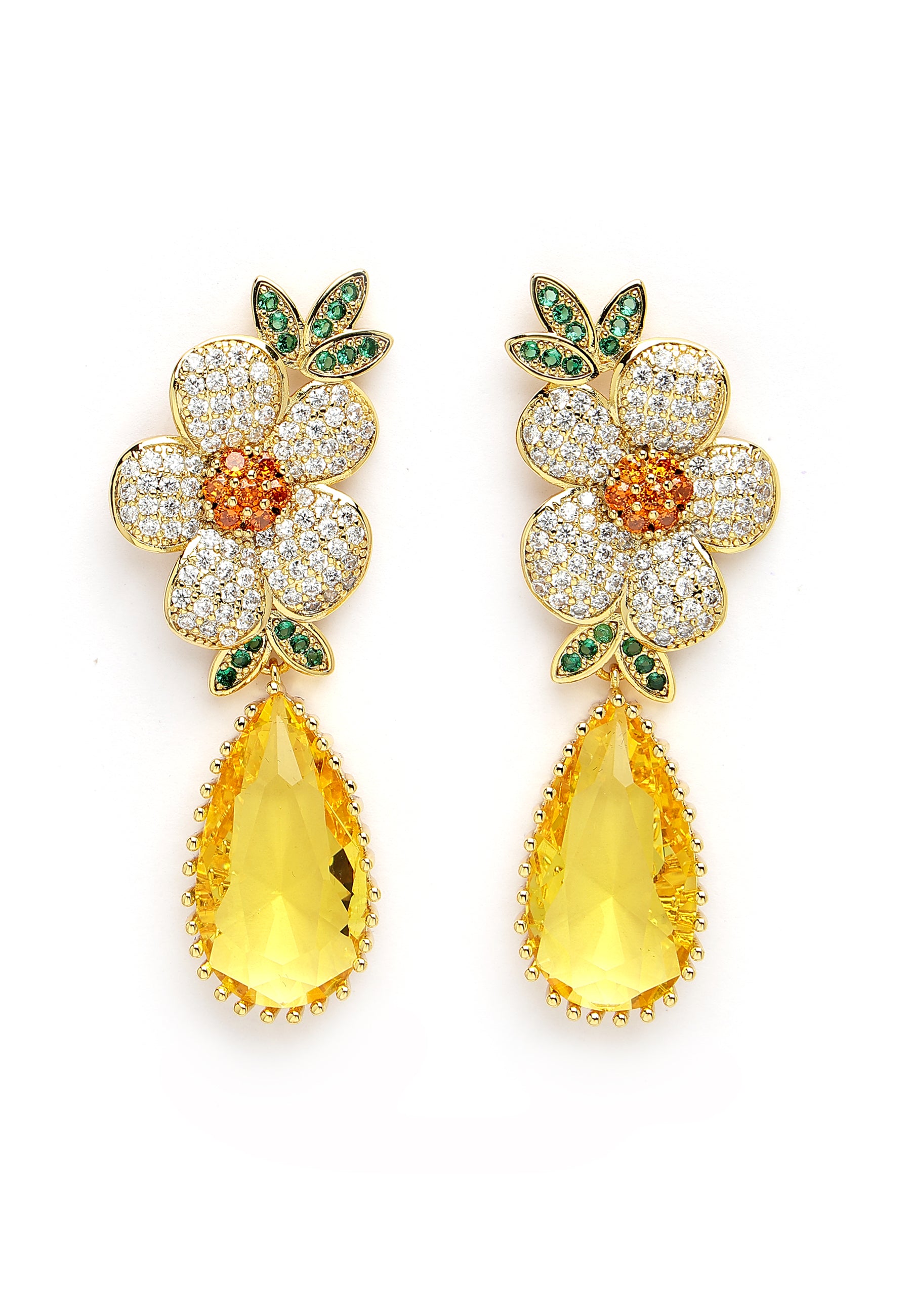 Beautiful Floral Zirconia Drop Earrings