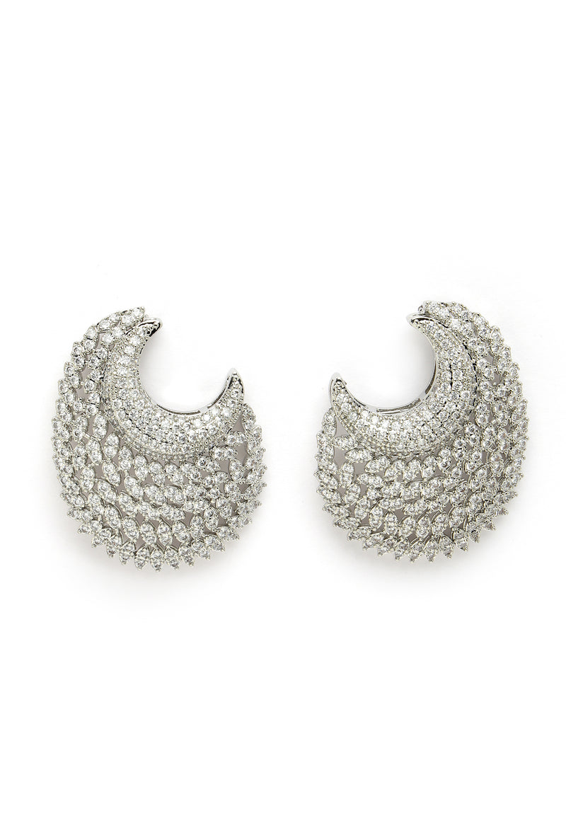 Earrings Crescent Dearthóir Zirconia Ciúbach