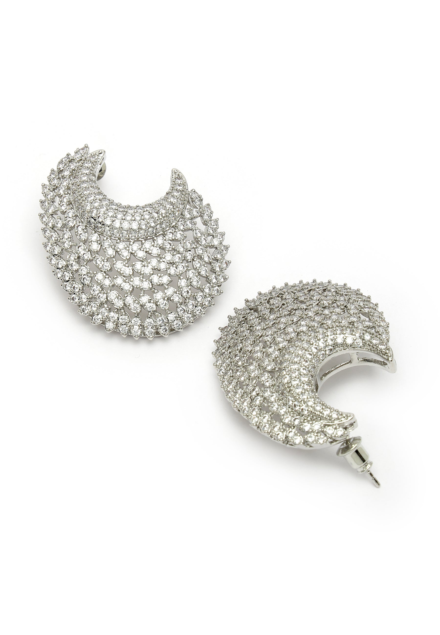 Cubic Zirconia Designer Crescent Earrings