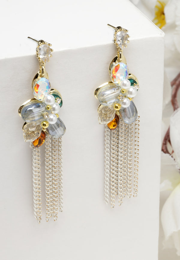 Earrings Dangler Slabhra Fada Criostail Il-daite