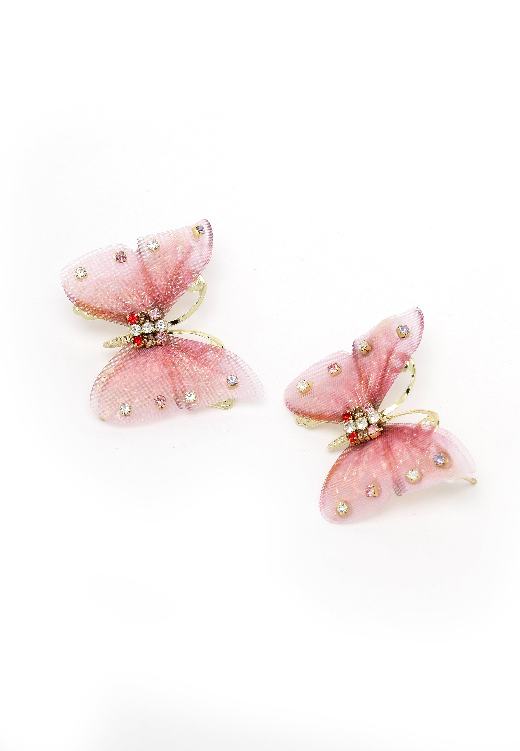 Vaaleanpunaiset Butterfly korvakorut