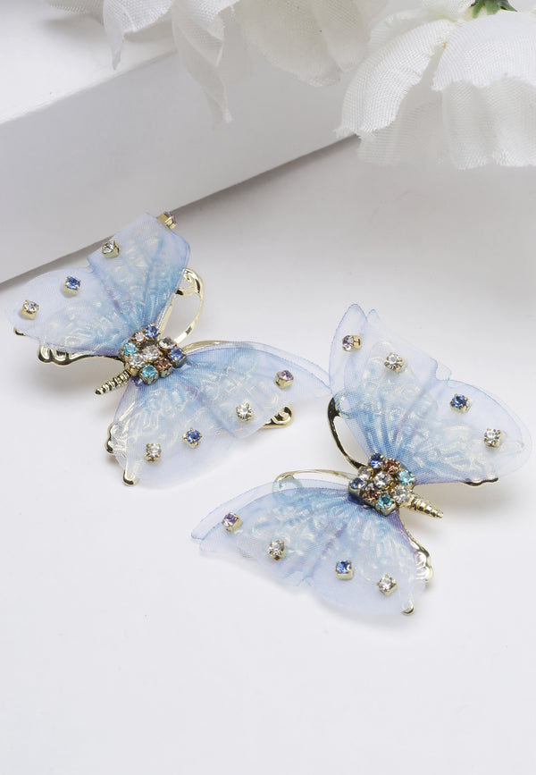 Blue Butterfly Stud Earrings