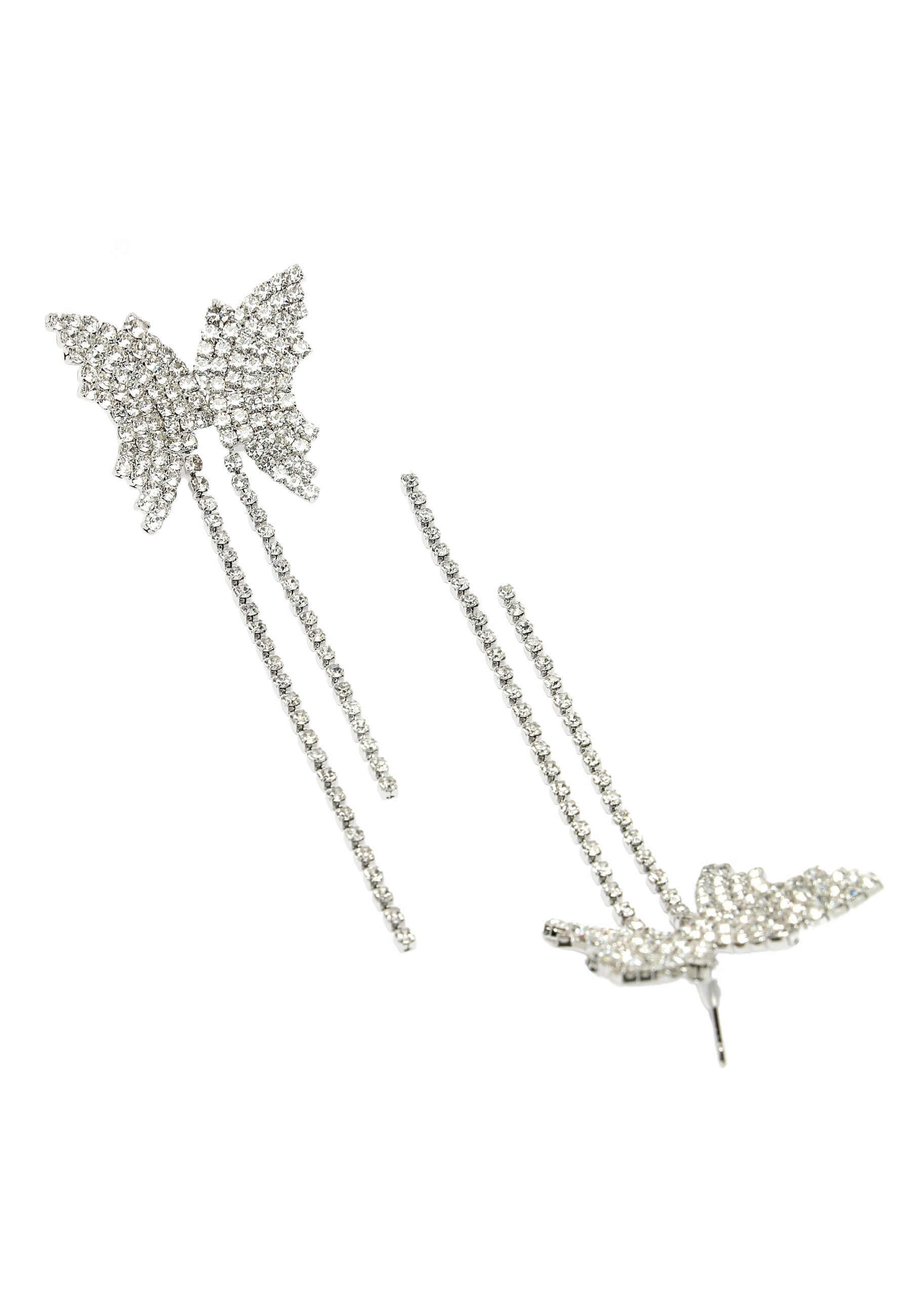 Pendientes colgantes de mariposa con tachuelas de cristal
