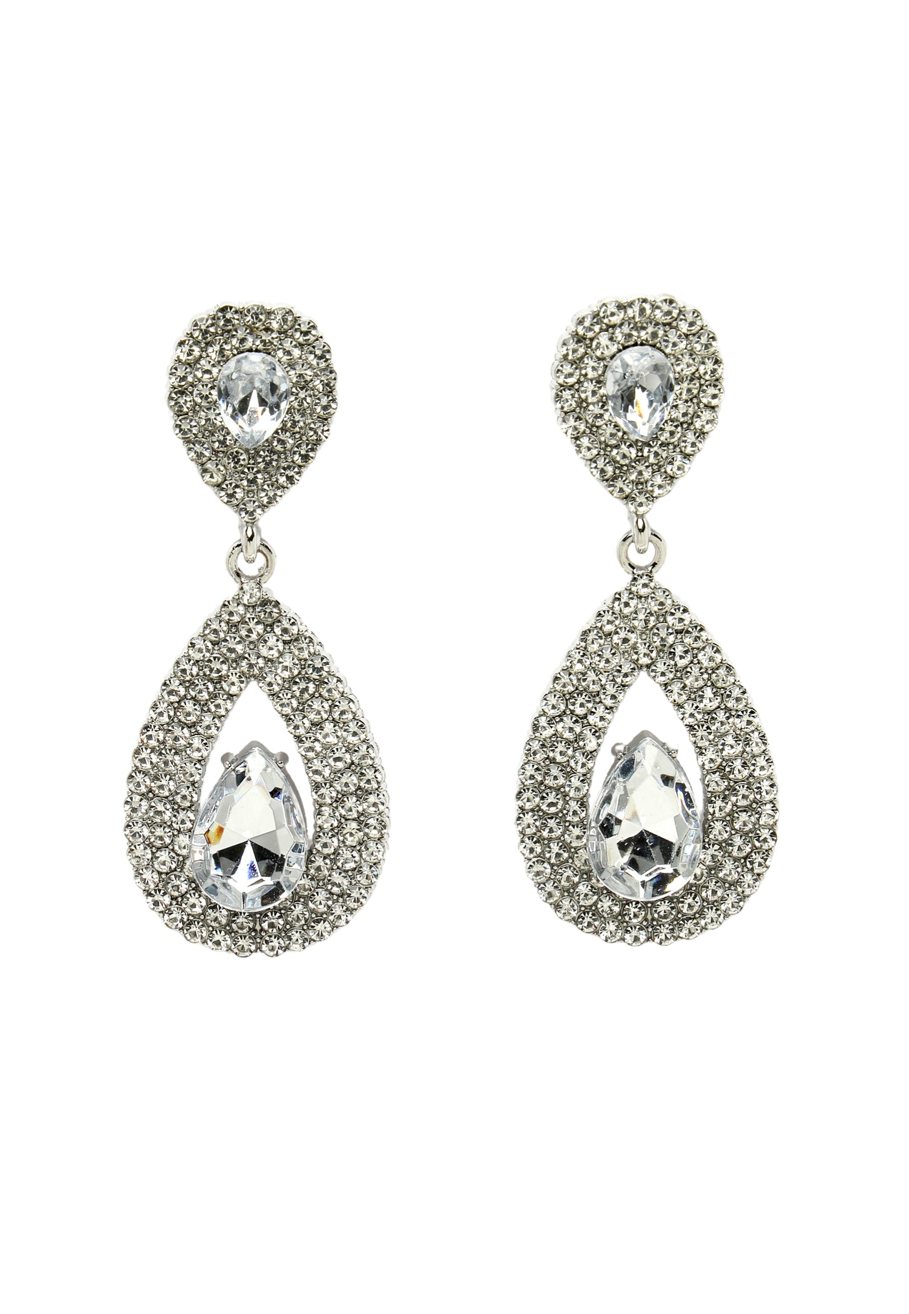 Pendientes de cristal con gotas de agua plateadas