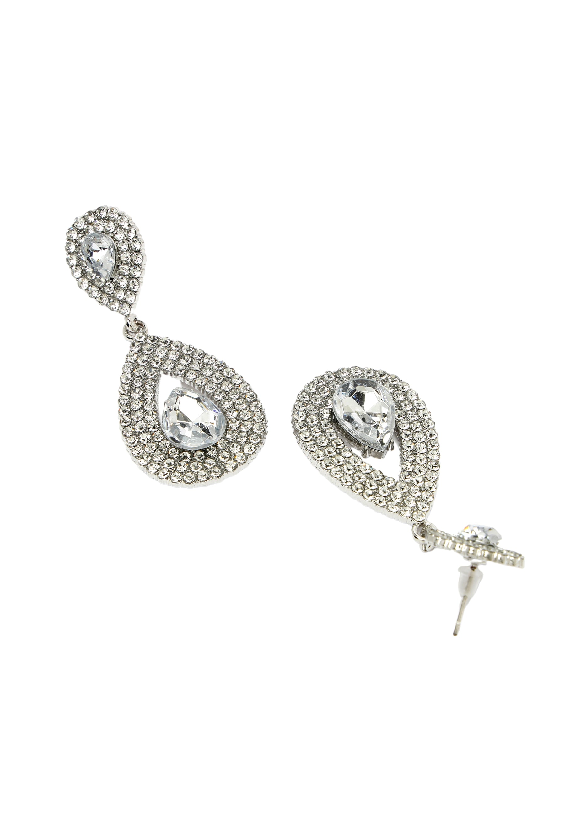 Pendientes de cristal con gotas de agua plateadas