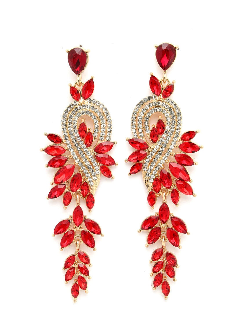 Wunderschöne Ohrringe mit roten Kristallblättern