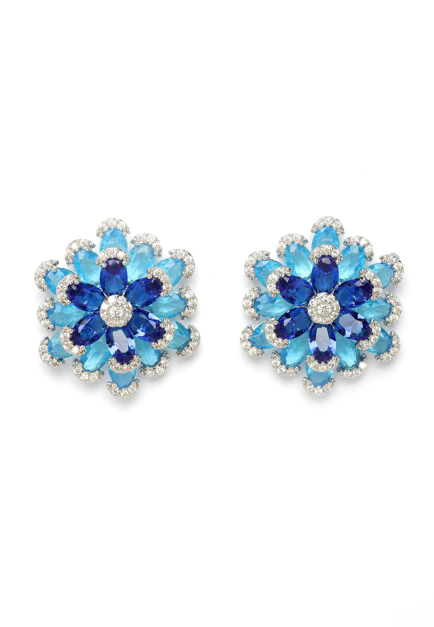 Boucles d'oreilles florales bleu radieux