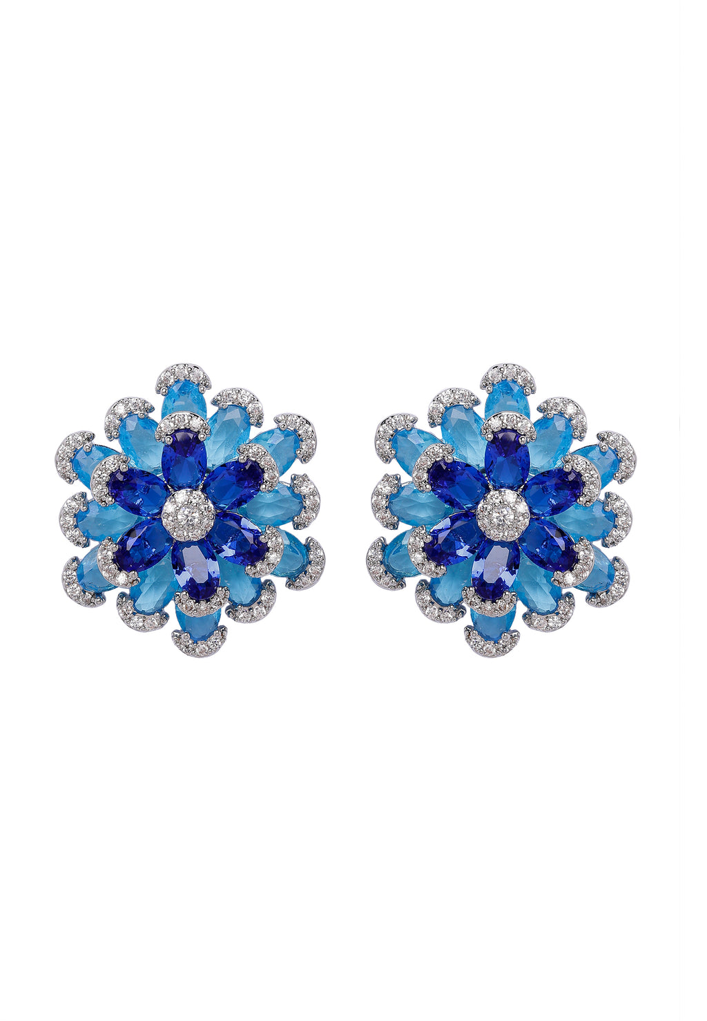 Pendientes Florales Azules Radiantes