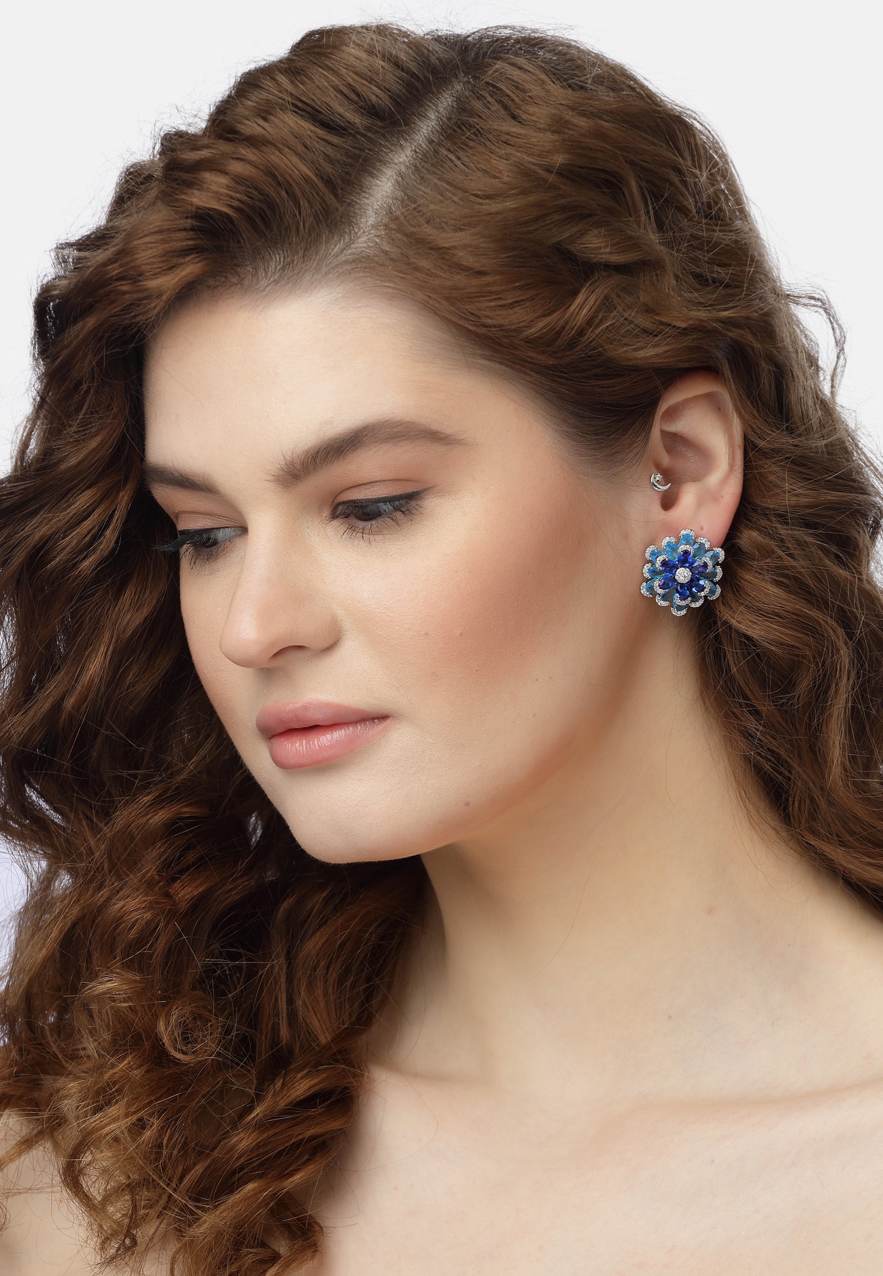 Boucles d'oreilles florales bleu radieux