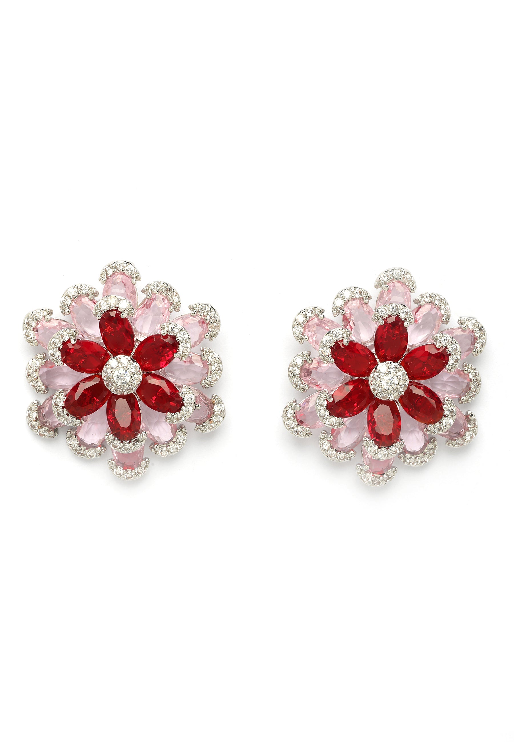 Boucles d'oreilles florales rouge rubis