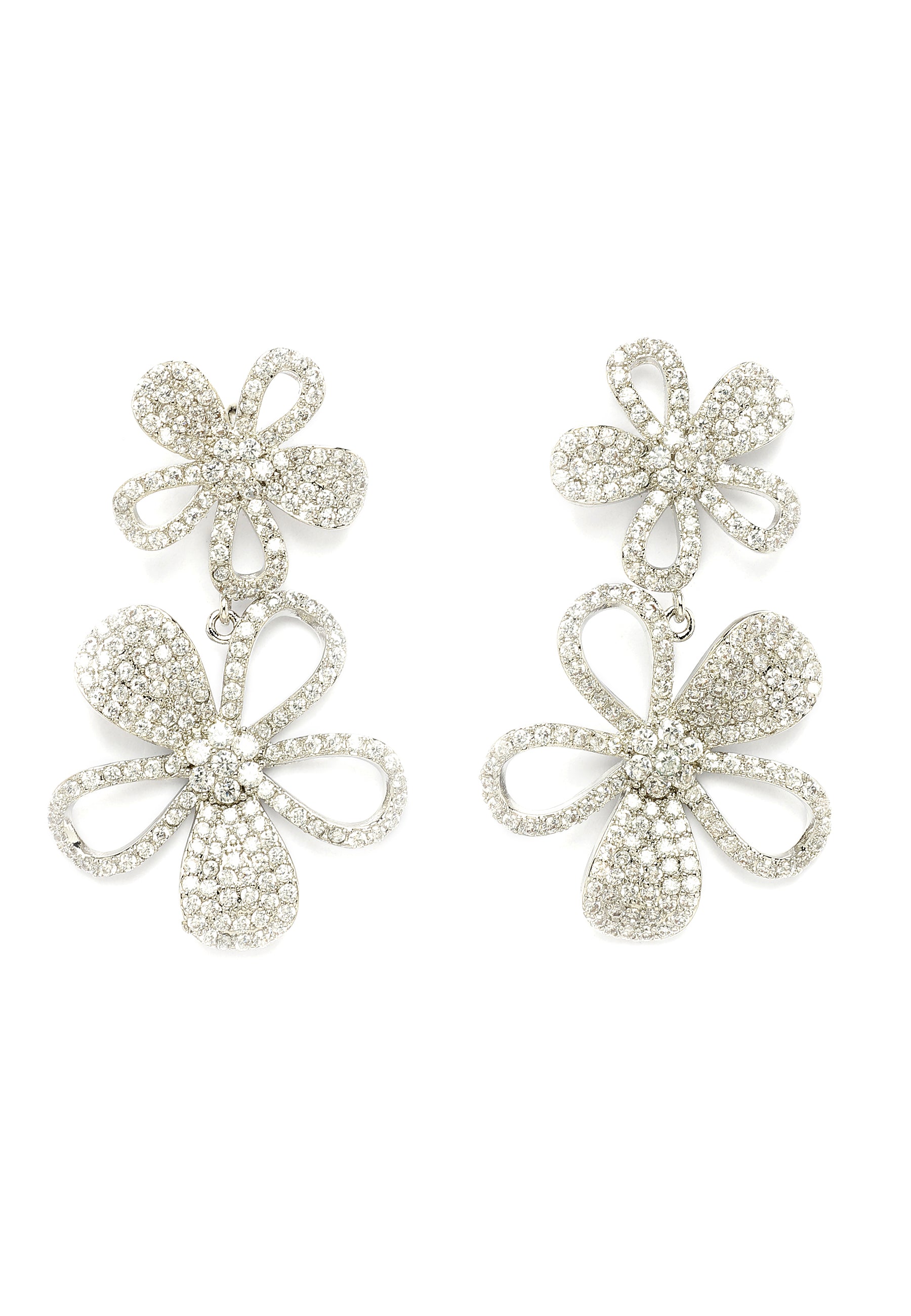 Double Floral Drop Earrings