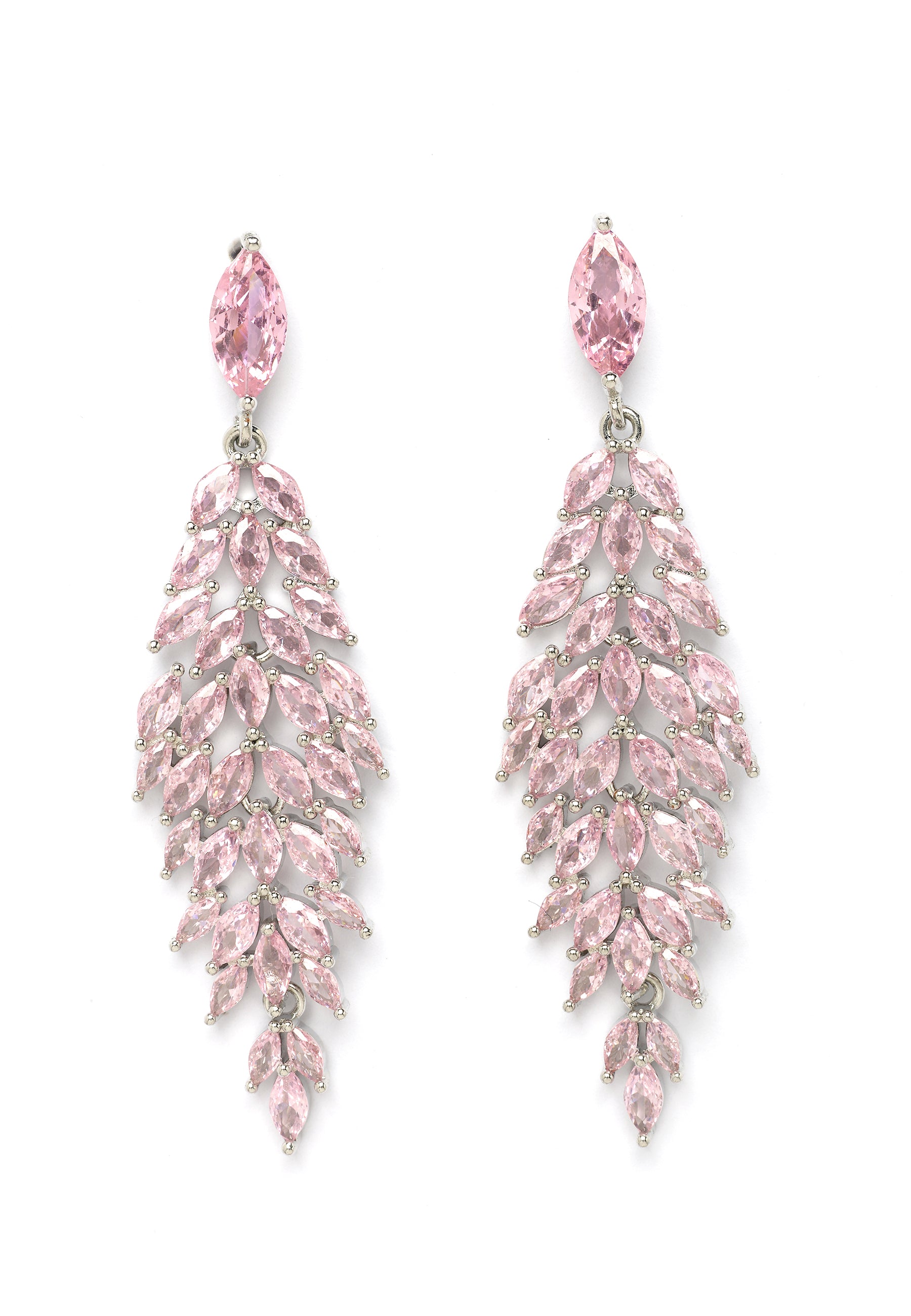 Boucles d'oreilles en forme de cascade de feuilles rose clair