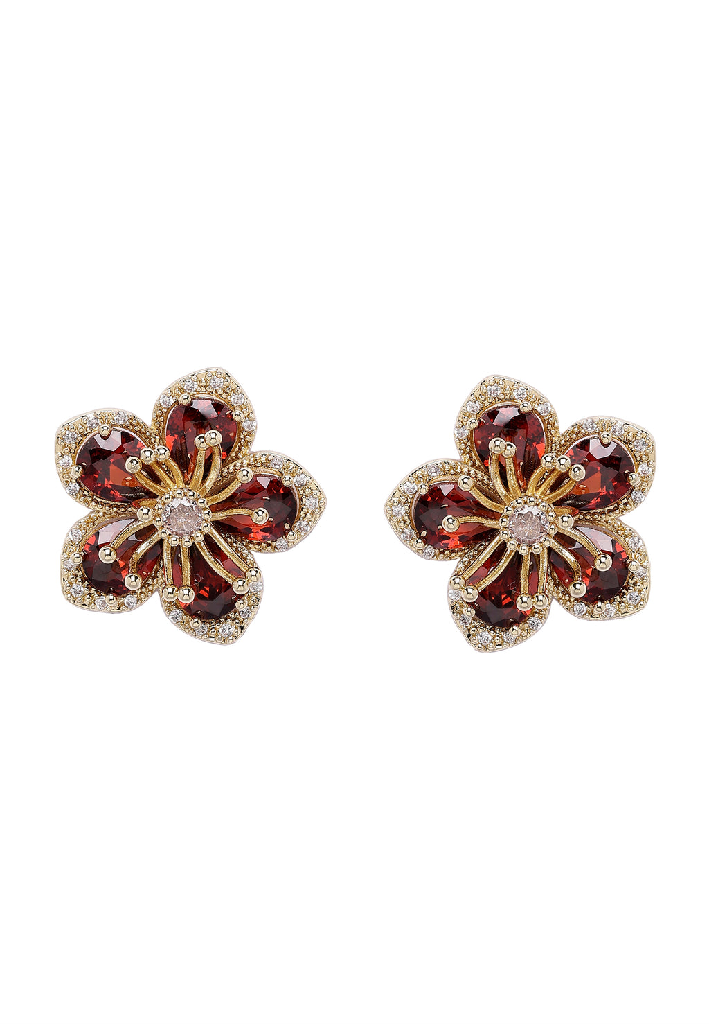 Pendientes de Stud Florales Rojos Dainty