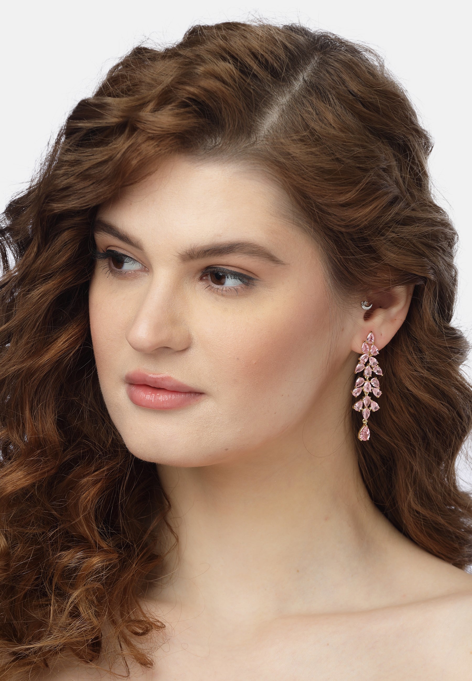 Boucles d'oreilles en forme de feuille rose