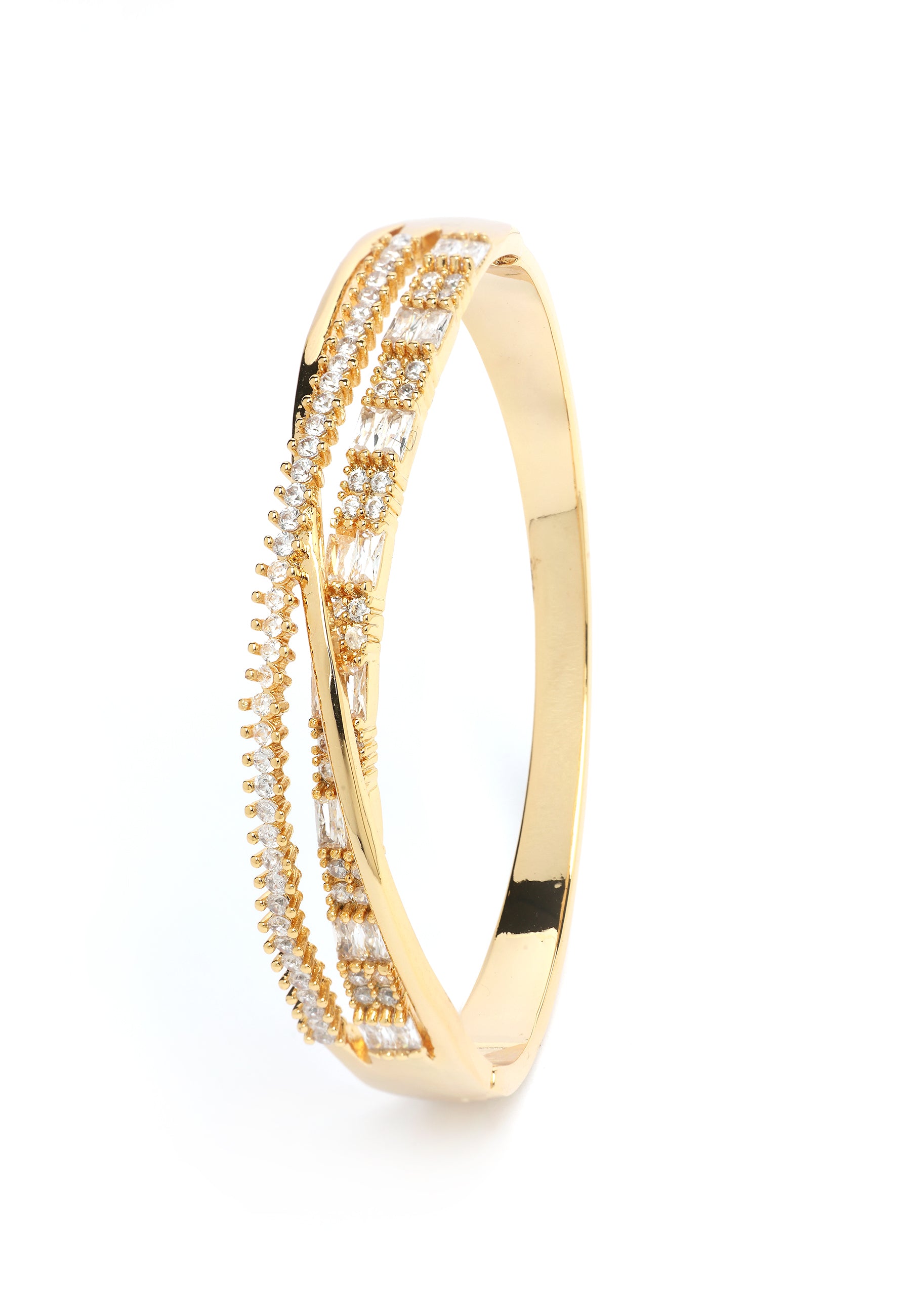 Golden Twirl Diamond Bangle