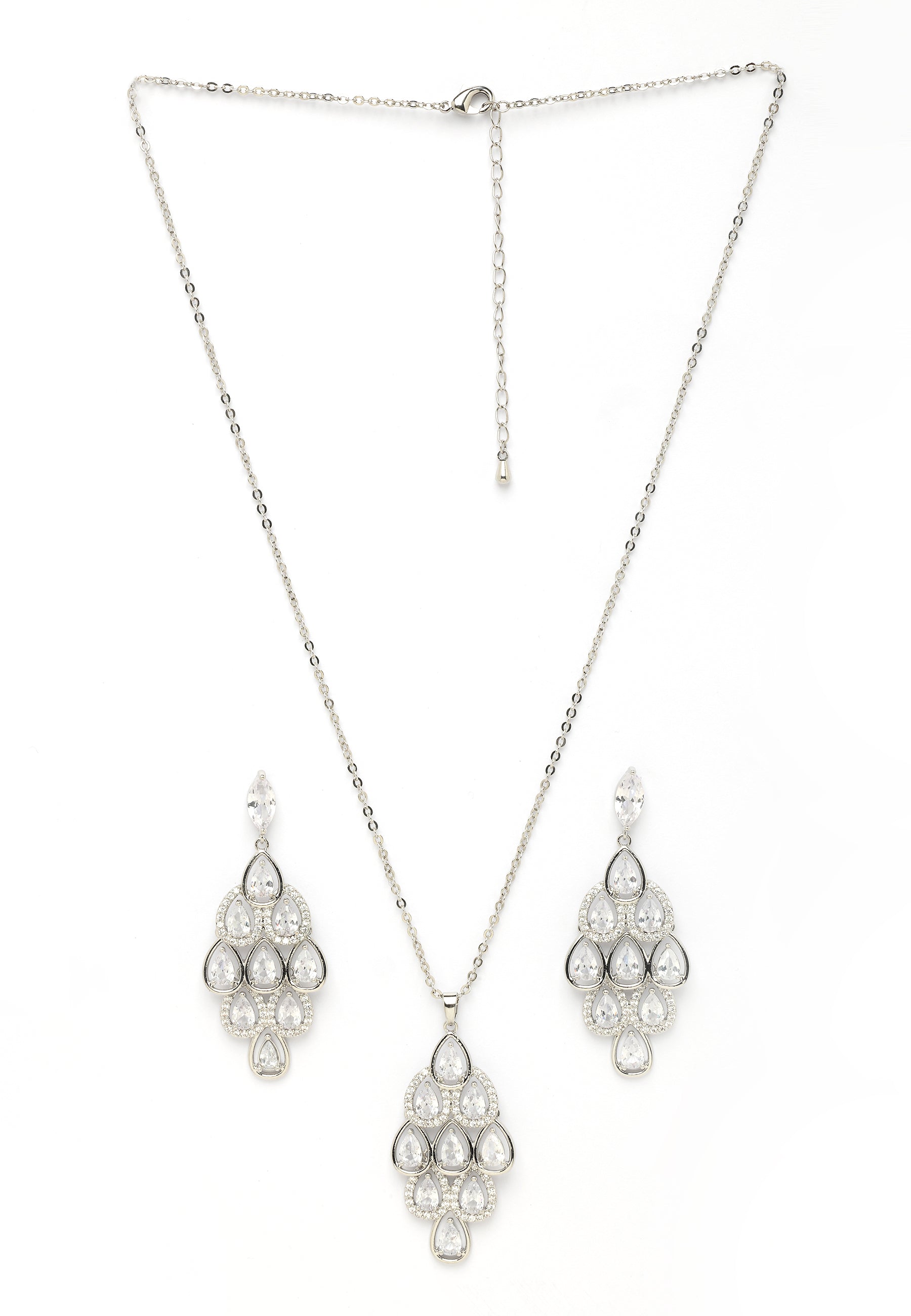 Parelmoer Waterval Ketting en Oorbellen Set