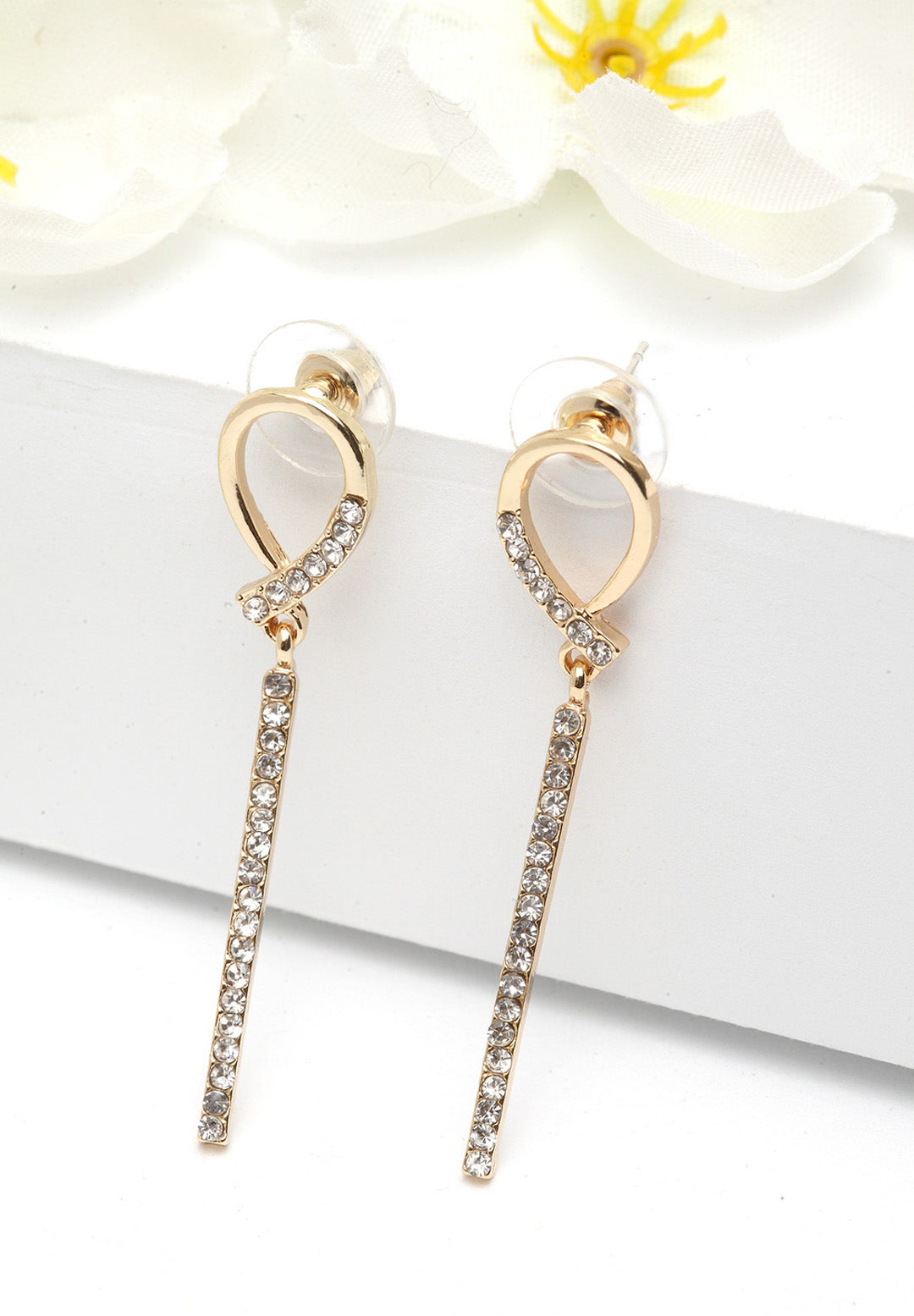 Luxe Gold-Plated Crystal Dangling Earrings