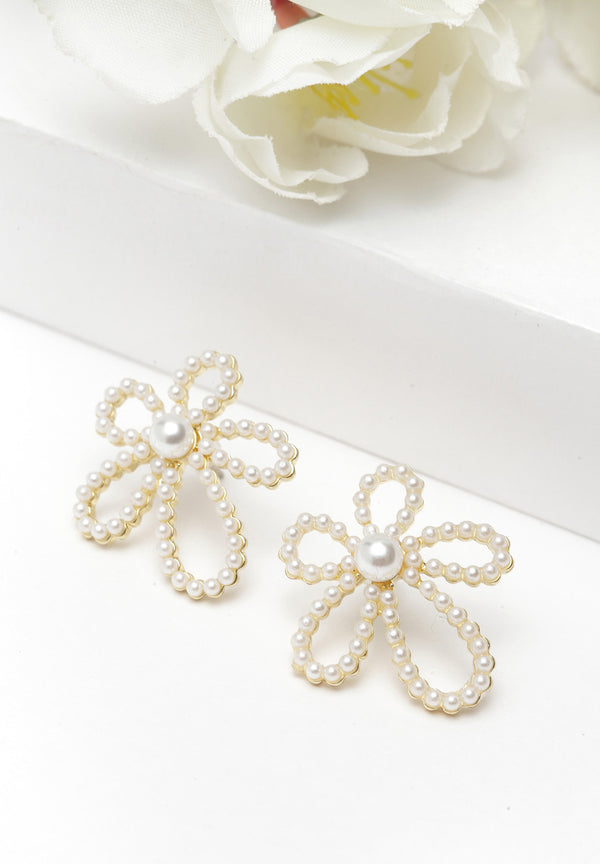 Floral Pearl Stud Earrings