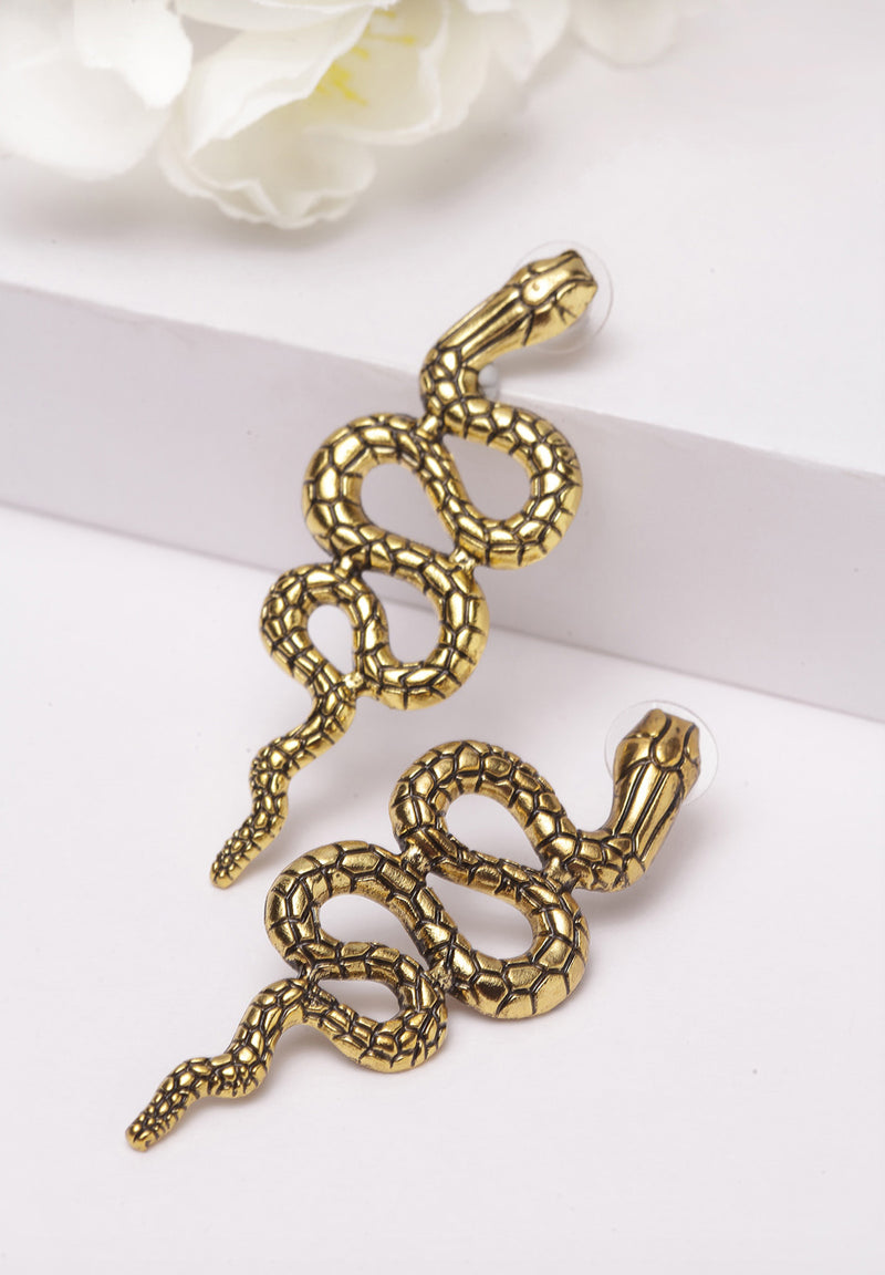 Gold Serpent Hanging Earrings