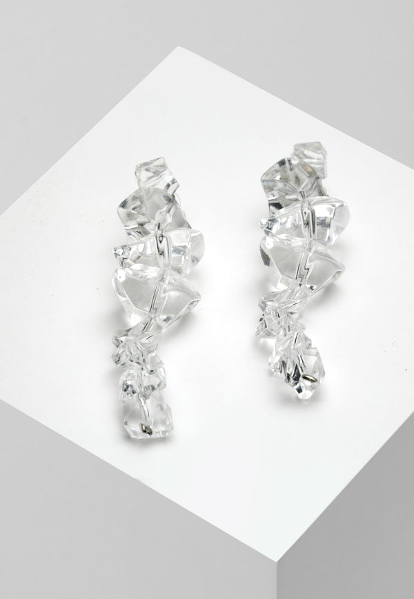 Boucles D'oreilles Longues Gouttes Cubes De Cristaux