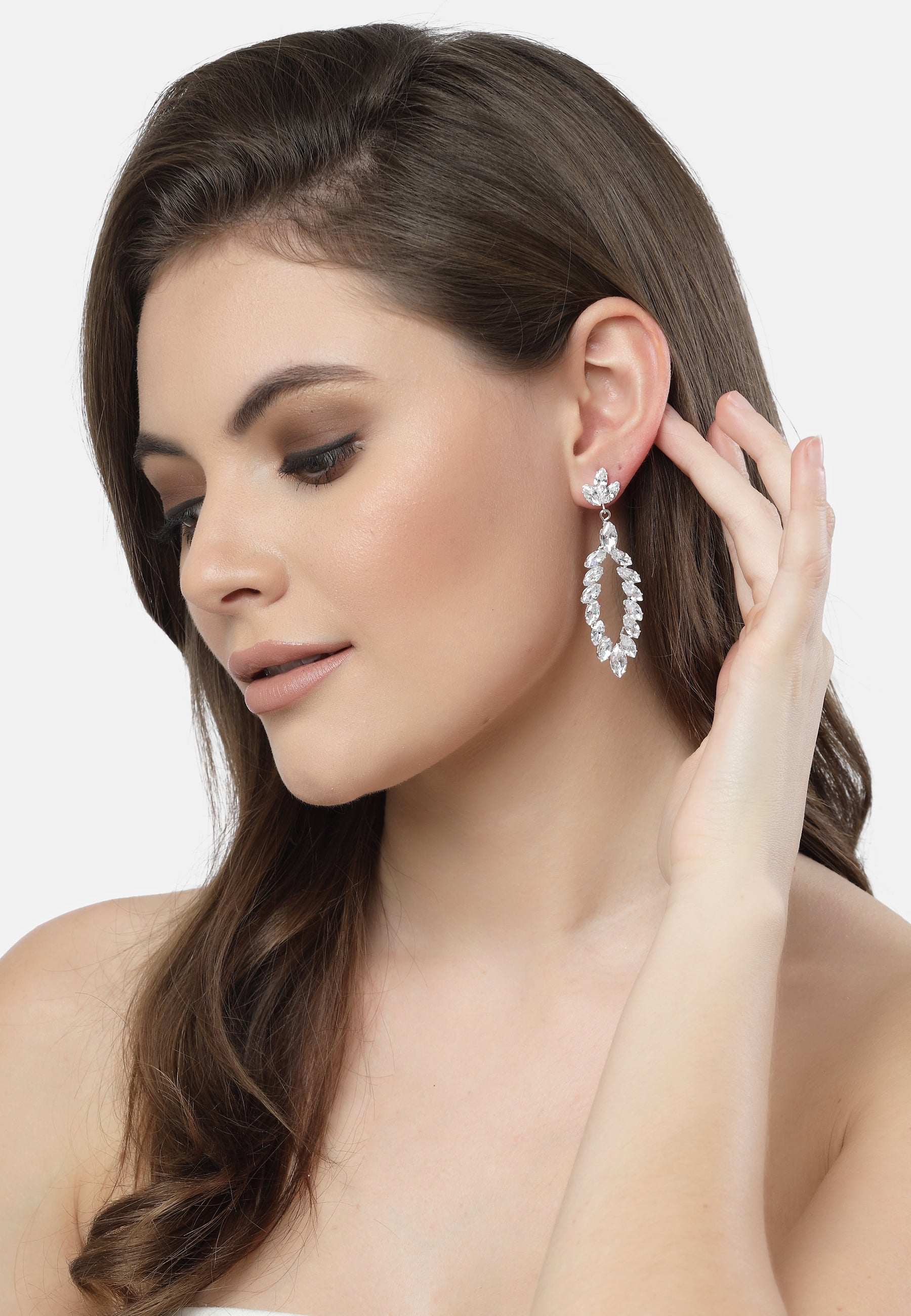 Crystal Drop Long Earrings