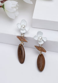 Boucles d'oreilles pendantes en bois