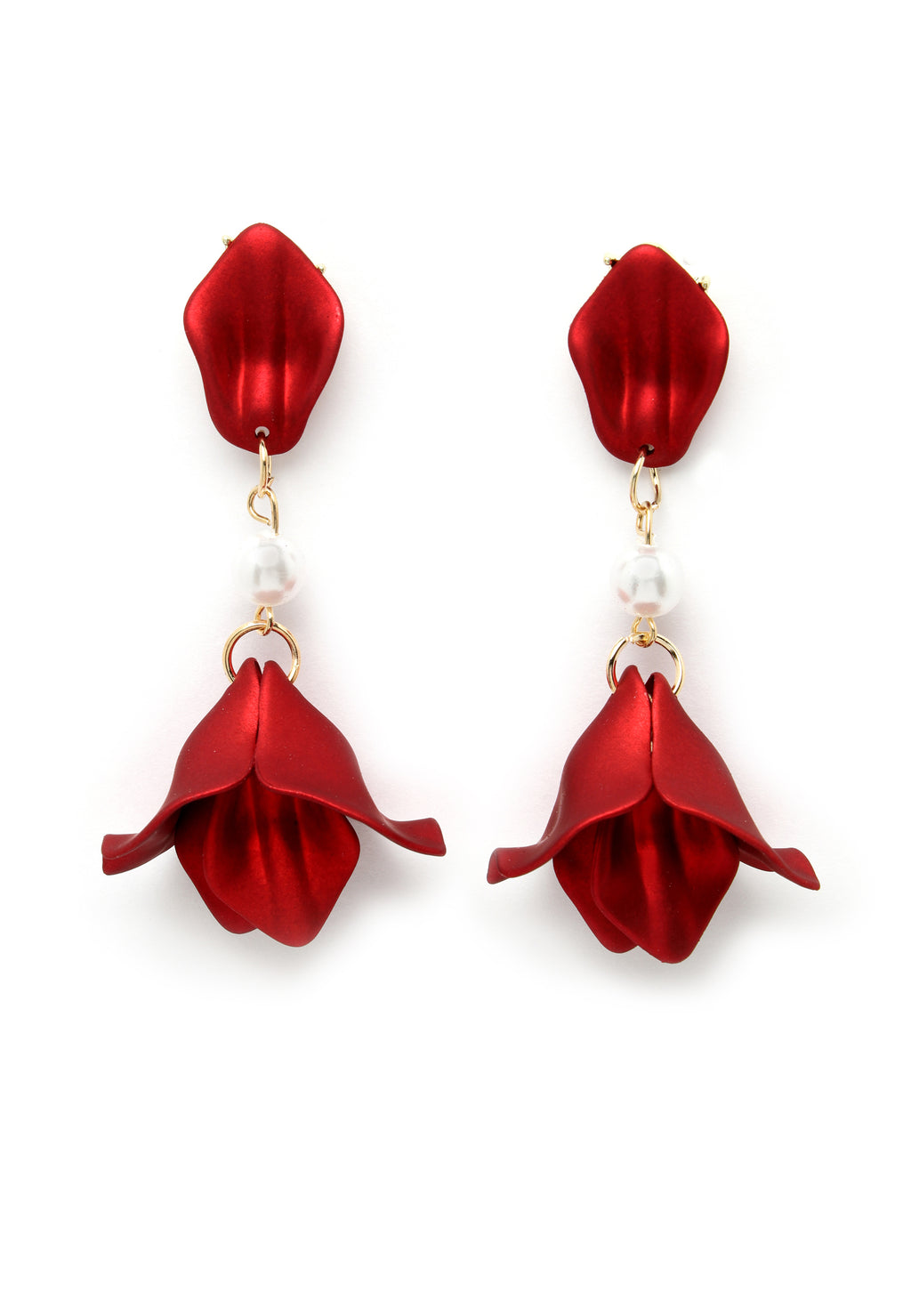 Rose drop oorbellen in rood